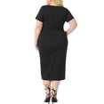 thumbnail image 3 of GRACE & GRANDEUR Robe Grande Taille pour Femmes Nœud Col Rond Manches Courtes Fente Latérale Robe Noire 4X, 3 of 5