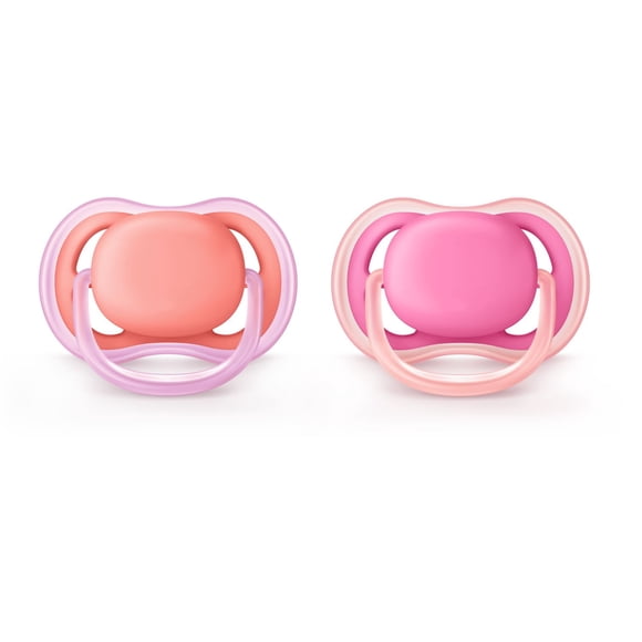 Philips Avent Ultra Air Pacifier, 6-18 months, Pink and Peach, 2 pack