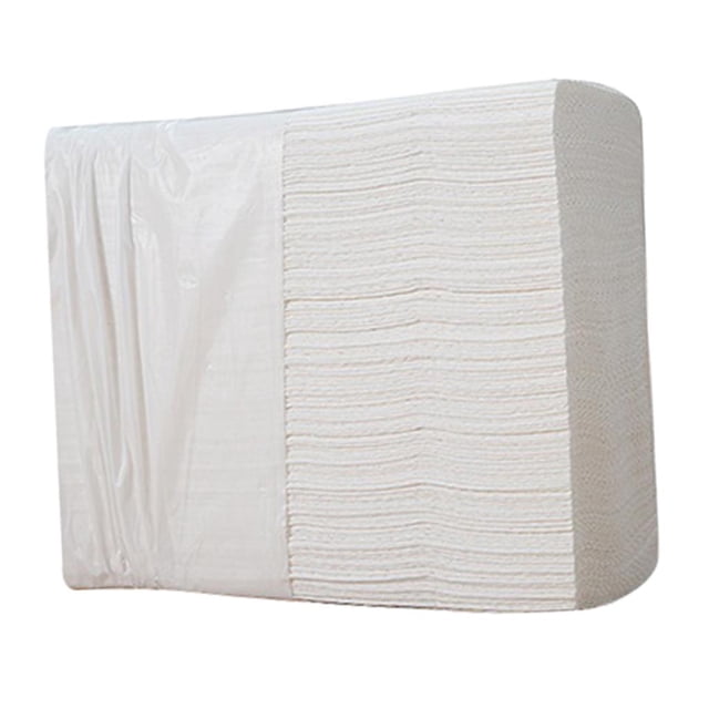 200pcs soft white paper hand towels made from wood pulp, featuring a folded design for hands-free dispensing. Each towel measures approximately 215x230mm (8.46x9.06 inches) and is soft, absorbent, and durable. Packaged in a stack with visible layers, suitable for kitchens, senior centers, and professional settings.