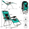 thumbnail image 2 of Costway Chaise Longue Zéro Gravité Rembourrée Surdimensionnée Pliable Réglable Turquoise, 2 of 6
