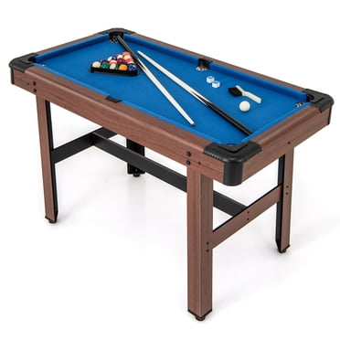 Costway 48" Pool Table for Kids & Adults with Full Set of Balls 2 Cue Sticks 2 Chalks Blue