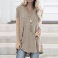 thumbnail image 1 of TIMIFIS T-Shirt à Manches Courtes à Col en V Imprimé Floral pour Femme, Tunique Décontractée Fluide Plissée, Hauts Blouse, 1 of 4