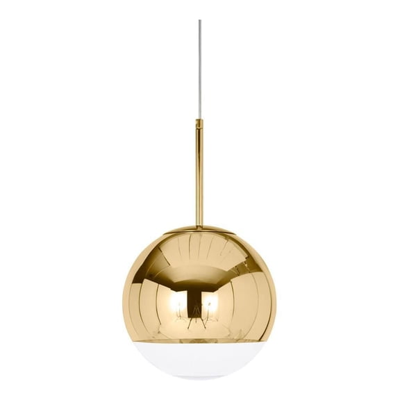 Light Pendant Sphere 16" in Gold Glass Novelty Postmodern 1 Light Gold Ceiling Hang Lamp