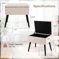 thumbnail image 3 of Costway Lot de 2 Tabourets de Coiffeuse en Velours avec Rangement, Pieds en Bois Massif, Dessus Relevable, Beige, 3 of 10