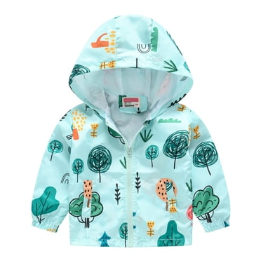 Ketyyh-chn99 Combinaison de Pluie pour Tout-Petits Garçons Filles à Capuche Imprimée Coupe-Vent Automne à Fermeture Éclair Veste à Capuche pour Enfants Manteau Bébé Garçons Tout-Petits Filles Garçons Manteau&Veste pour 18-24 Mois, Bleu Clair