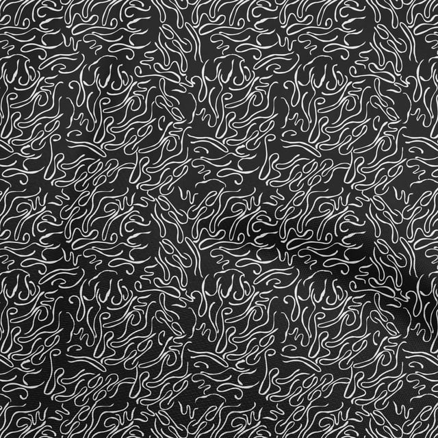 oneOone Polyester Spandex Black Fabric Abstract Line Sewing Material Print Fabric By The Yard 56 Inch Wide