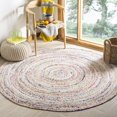 thumbnail image 1 of Safavieh Braided Collection BRD210B Handmade Boho Reversible Cotton Area Rug, 5' x 5' Round, Ivory / Multi, 1 of 4