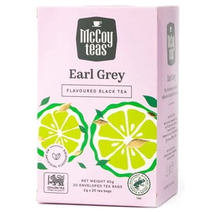McCoy Teas Earl Grey Tea Individually Wrapped Tea Bags Collection Flavored Black Tea with Premium Tea from Sri Lanka, 20 Tea Bags