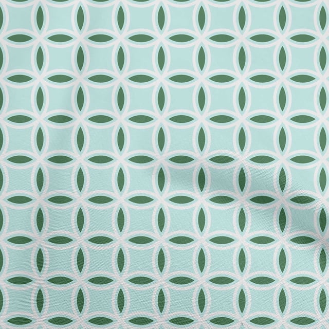 oneOone Cotton Poplin Sea Green Fabric Geometric Craft Projects Decor Fabric Printed By The Yard 56 Inch Wide