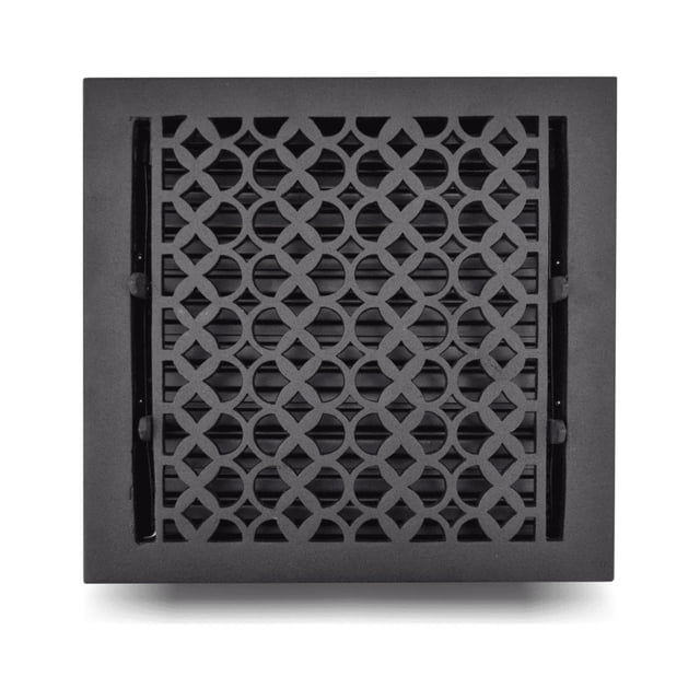 Registre d'Aération de Plancher en Fonte 10′′ x 10′′ – Conception Robuste de Style Tudor Mushroom, Couvercle d'Aération Fait à la Main Sans Rouille avec Amortisseur Ajustable – Grille CVC Repeignable Enduite de Poudre pour Planchers et Murs