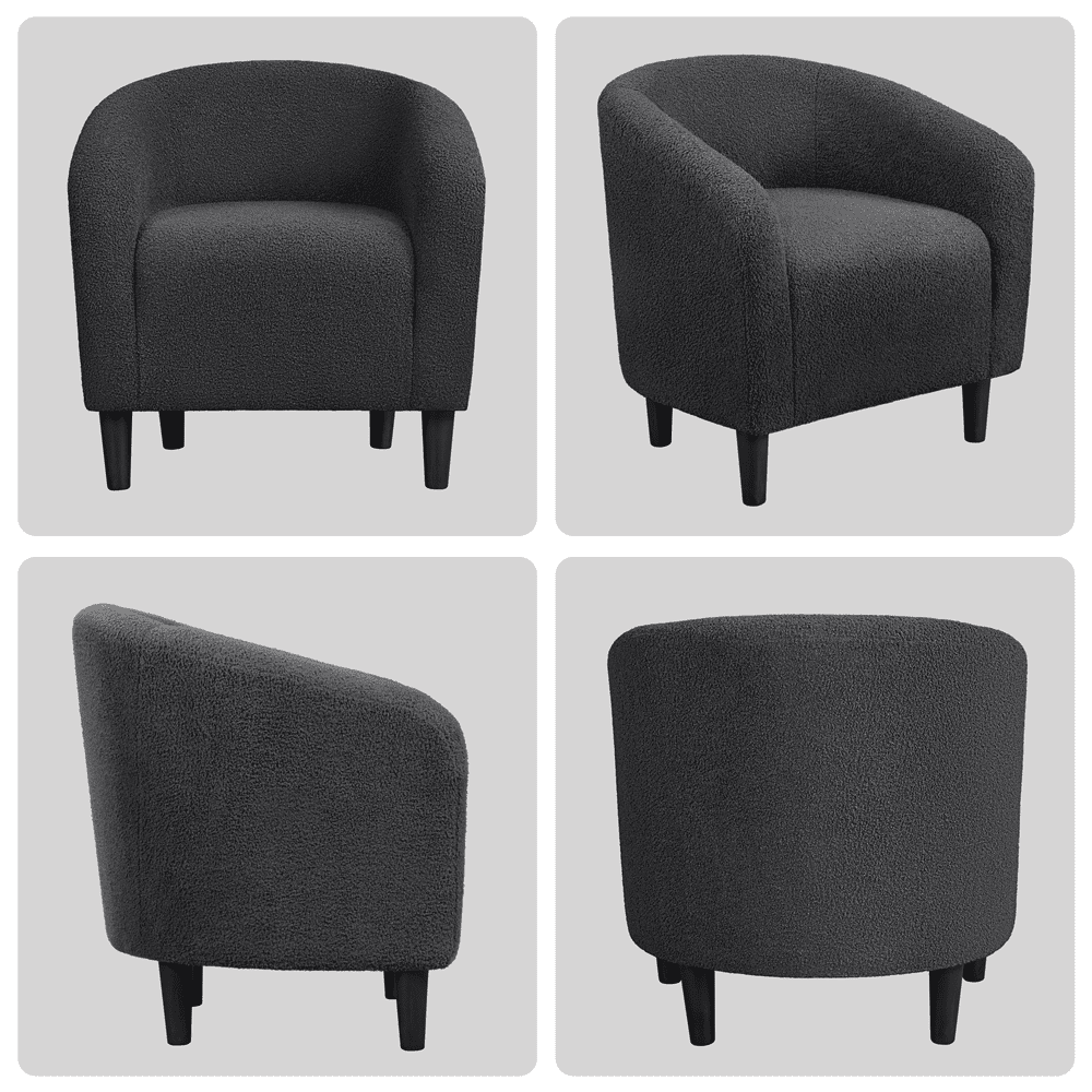 FullFurnique Fauteuil en Tissu Bouclette avec Dossier et Accoudoirs