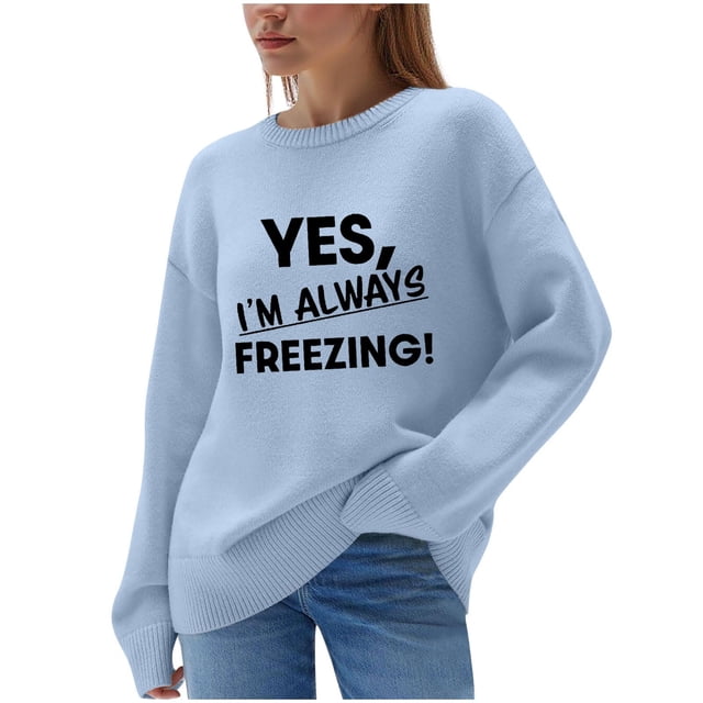 RXMEKW Chandail pour Femmes à Manches Longues à Col Rond Décontracté Blouse Haut Uni Imprimé avec Confort Toutes Saisons pour Usage Quotidien