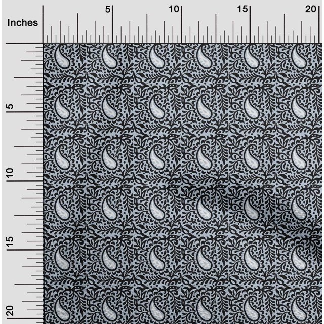 oneOone Viscose Chiffon Fabric Leaves & Paisley Block Printed Fabric 1 Yard 42 Inch Wide