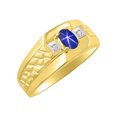 thumbnail image 4 of RYLOS Men's Rings 14K Yellow Gold Classic Nugget 6X4MM Oval Gemstone & Diamond Ring Blue Star Sapphire September Birthstone Rings Size 9, 4 of 7
