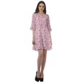 thumbnail image 2 of Moomaya Robe Chemise en Poly-Crêpe pour Femmes, Manches à Volants Imprimées, Tenue Décontractée d'Été, 2 of 4