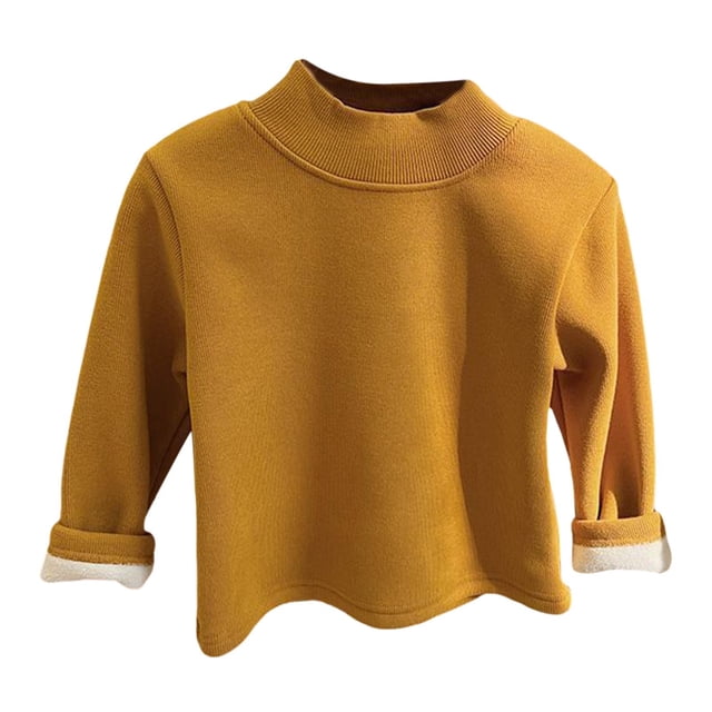 Chemises Garçons Automne Hiver Col Trutle à Manches Longues Pull Basique Jaune 4-5 Ans