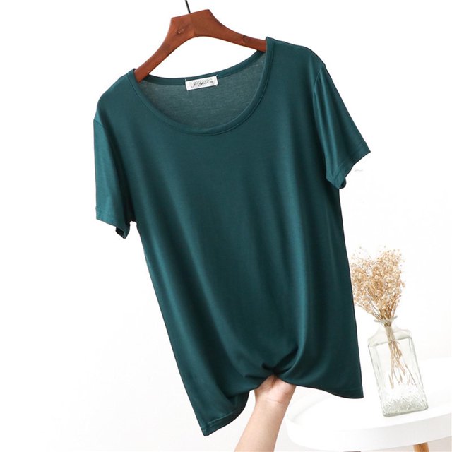 Weiqiqre T-Shirt à Col Rond pour Femme à Manches Courtes Ajusté T-Shirt Mince Uni Haut de Pyjama Pyjama à Manches Courtes