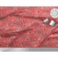 thumbnail image 2 of Soimoi Orange Moss Georgette Fabric Branch,Dot & American Robin Bird Decor Fabric Printed BTY 42 Inch Wide, 2 of 3