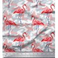 thumbnail image 1 of Soimoi Modal Satin Fabric Camouflage Texture & Flamingo Bird Print Fabric by The Yard 42 Inch Wide, 1 of 3
