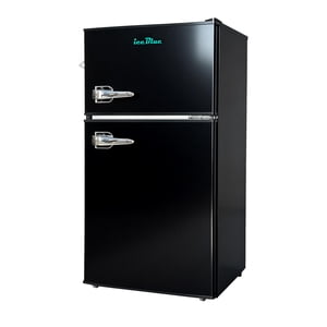 IceBlue 3.2 Cu.Ft Mini Réfrigérateur avec congélateur 2-Door Réfrigérateur compact, température réglable, avec ouvre-bouteille, étagères en verre amovible, noir
