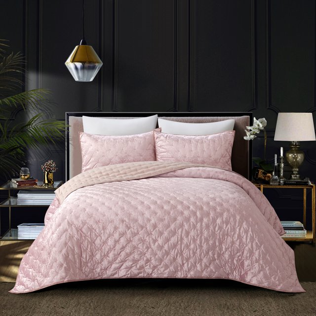 Grace Living Xavion Crushed Velvet Comforter Set - Soft and Shiny