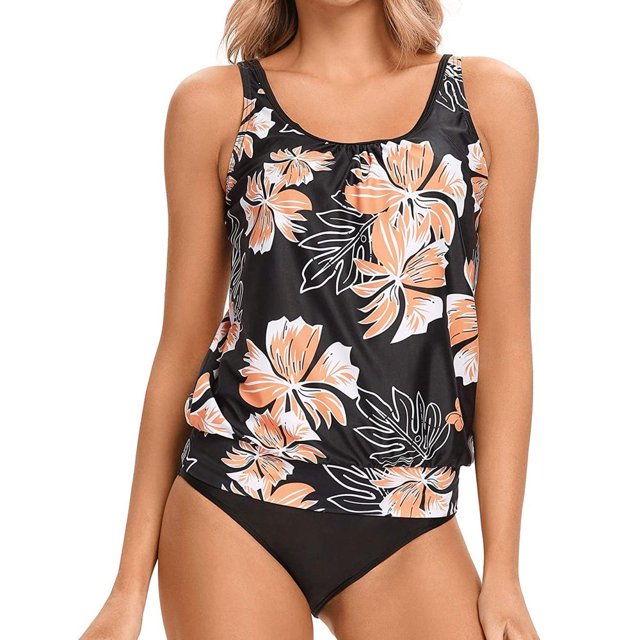 Women Tankini Swimsuit Tummy Control Top With Shorts Two Piece Bathing Suit