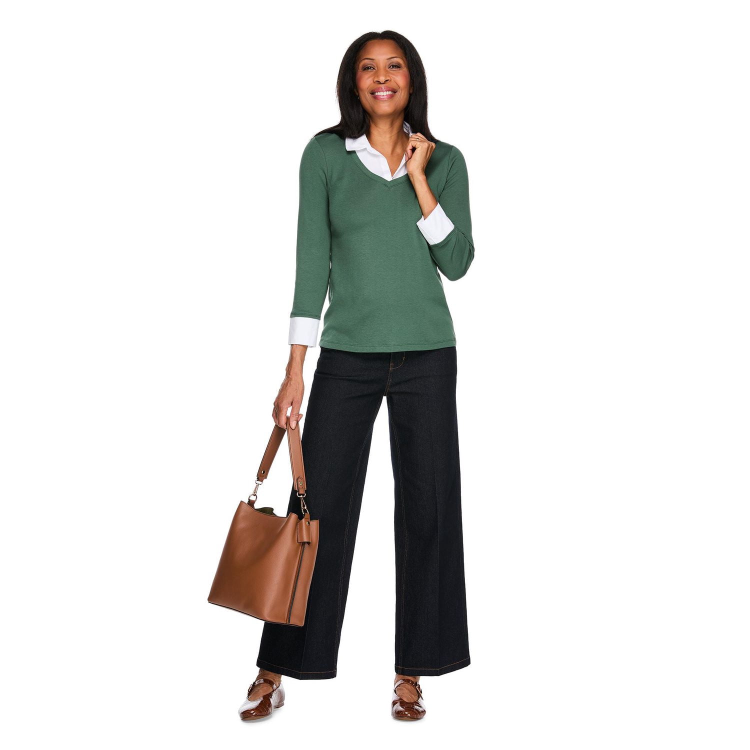 Karen Scott Women's Collared V-Neck Top
