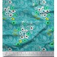 thumbnail image 1 of Soimoi Poly Georgette Fabric Check,Leaves & Cosmos Floral Decor Fabric Printed Yard 42 Inch Wide, 1 of 1