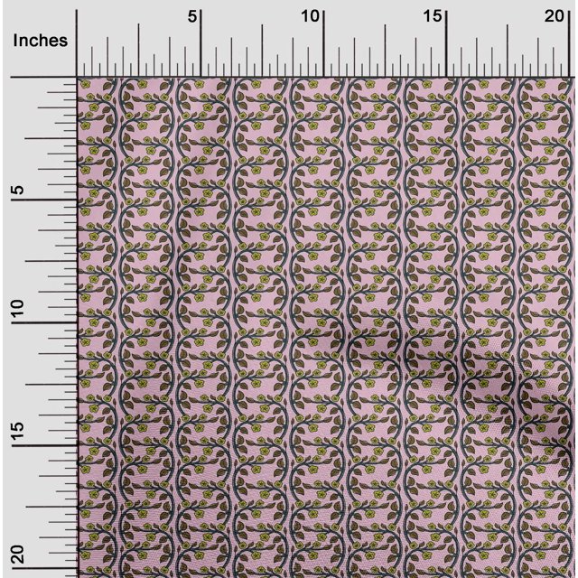 oneOone Georgette Viscose Fabric Leaves & Floral Block Print Fabric BTY 42 Inch Wide