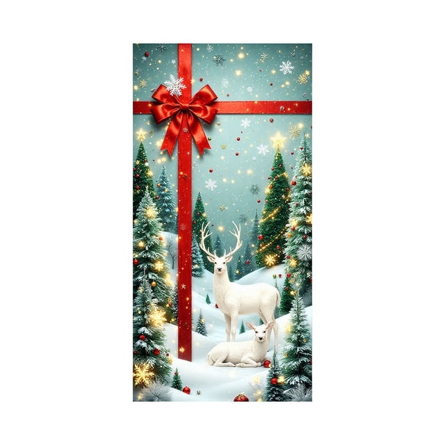 Qiulaii 3 Pcs Rideau de Porte Festif Père Noël - Décoration de Fête pour Porte d'Entrée et Mur, Tissu Polyester Durable, Facile à Installer, Décoration Saisonnière Réutilisable 35*71 Po