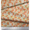 thumbnail image 3 of Soimoi Orange Satin Silk Fabric Floral Decor Fabric Printed BTY 42 Inch Wide, 3 of 3