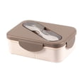 thumbnail image 2 of Boîte Bento à 2 Compartiments, Contenant Alimentaire Allant au Micro-Ondes, Couvercle Scellé Étanche, Préparation de Repas Compartimentée, Plateau-Repas de Bureau, Plat Portable avec Cuillère à Fourche, Plastique Écologique, 2 of 6