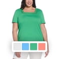 thumbnail image 2 of RAFAELLA Women's Square Neckline Short Sleeve Tee Shirt, 2 of 5