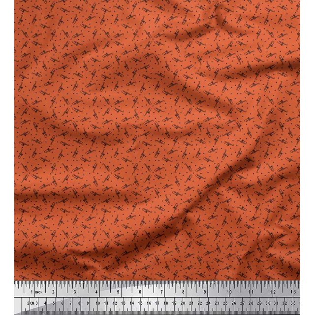 Soimoi Cotton Cambric Fabric Triangle & Saxophone Musical Instrument Printed Craft Fabric by The Yard 56 Inch Wide