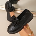 thumbnail image 2 of Black Ladies Flat Shoes With Bow Detail Round Toe Thick Sole Slip On Design For Casual Outdoor Wear In Spring And Summer Seasons Size 39, 2 of 9