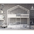 thumbnail image 1 of HMD Pasco Twin Over Twin Solid Wood House Loft Bed Frame Box B, Antique Gray, 1 of 5