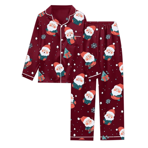 GDREDA Plus Size Pajamas Printed Women's Long Sleeved Pajamas Pajamas Women Pajama Sets pyjamas Wine,XL