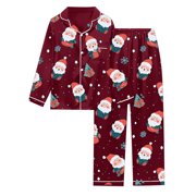 GDREDA Plus Size Pajamas Printed Women's Long Sleeved Pajamas Pajamas Women Pajama Sets pyjamas Wine,S