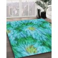 thumbnail image 3 of Ahgly Company Machine Washable Indoor Round Transitional Bright Turquoise Blue Area Rugs, 3' Round, 3 of 7