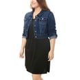 thumbnail image 3 of GRACE & GRANDEUR Women's Plus Jean Jackets Button Down Denim Bomber Jacket, 3 of 5