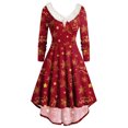 thumbnail image 3 of Joyeux Noël TIMIFIS Mode Automne pour Femmes Robe Vintage à Fleurs Évasée en Ligne A Swing Décontractée pour Fête Robe de Fête pour Femmes, 3 of 5