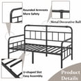 thumbnail image 3 of FSCHOS Cadre de Lit-Banquette en Métal de 14 Pouces Format Simple, Cadre de Lit-Banquette Simple pour Salon, Lattes Robustes, 3 of 8