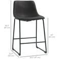 thumbnail image 3 of HOMCOM Tabourets de Bar Ensemble de 2, Tabourets de Comptoir avec Dossier, Brun Foncé, 3 of 10