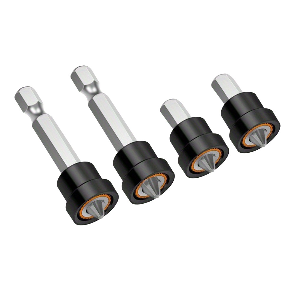 4-Piece Plasterboard Positioning Screwdriver Bit Set for Drywall Installation – 25mm & 50mm Cross-Point Metal Bits, Anti-Rust Black-Coated, for Electric and Cordless Drills