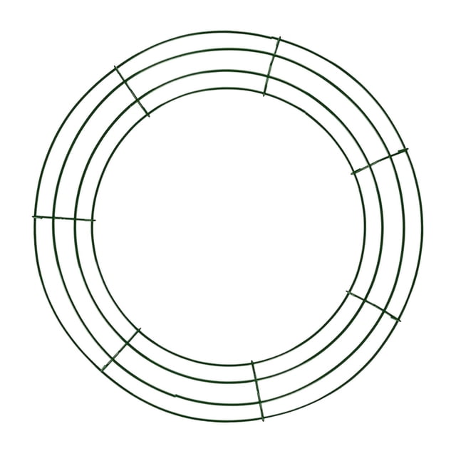 Metal Wreath Frame Wire Round Wreath Rings Wire Wreath Frame for New Year Party Green 40cm. A circular green metal wreath frame made of durable iron with smooth construction, featuring concentric rings connected by crossbars. Ideal for DIY crafts, artificial wreath bases, and floral arrangements for New Year, Valentine's, or other holiday decorations.