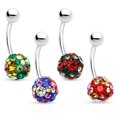 thumbnail image 2 of 14ga CZ Gem Paved Ferido Ball - 316L Surgical Steel - Belly Button Rings, 2 of 5