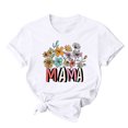 thumbnail image 2 of Meichang Chemises Mama pour Femmes Rétro à Fleurs Lettres Mama Imprimées T-Shirt Fête des Mères Manches Courtes Col Rond T-Shirt Graphique Maman T-Shirt Décontracté Hauts, 2 of 7