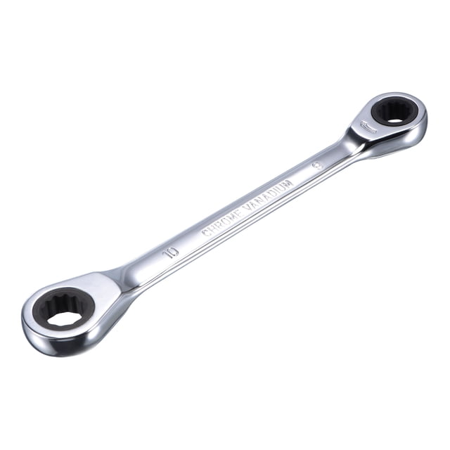 Unique Bargains Double Box End Ratcheting Wrench (8x10mm) Metric 72 Teeth 12 Point Ratchet Spanner Tools, CR-V