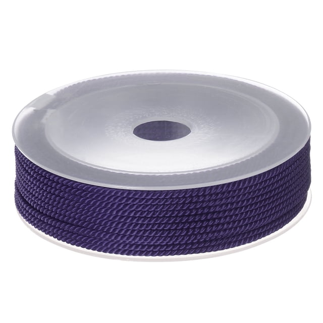 Unique Bargains Twisted Nylon Twine Thread Beading Cord 2mm 13M/43 Feet Extra Strong Braided Nylon String, Dark Purple