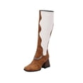 thumbnail image 2 of EGNMCR Knee High Boots Oversized Women's Fall/Winter Velvet Lining Color Matching Rectangle Toe Thick High Heels Long Chain Boots, 2 of 6
